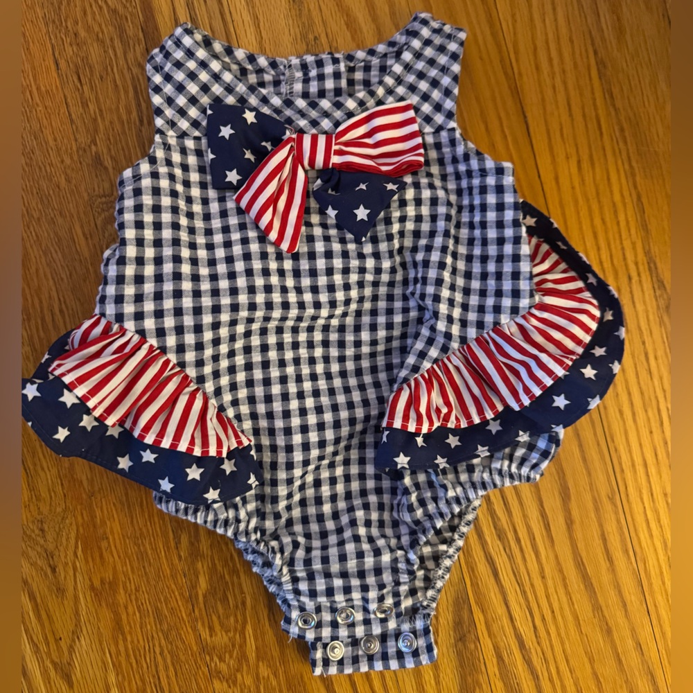 Bonnie Baby Blue and Red Gingham Diaper Cover